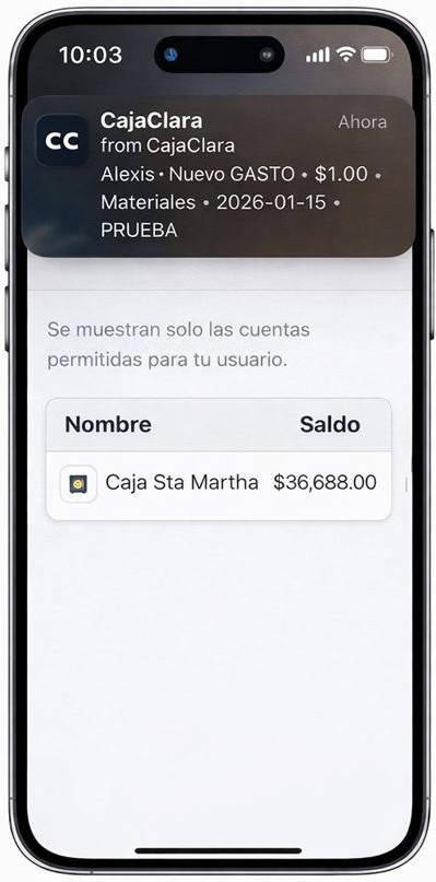 CajaClara - Notificaciones push